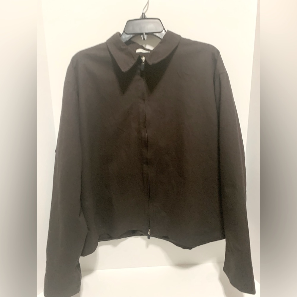 Brown mnml Zip Up Jacket